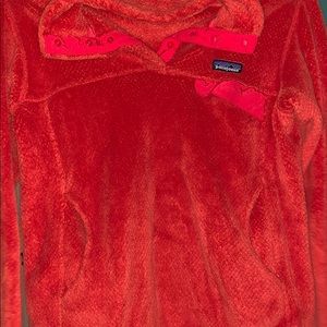 red/orange patagonia pullover women’s size Small